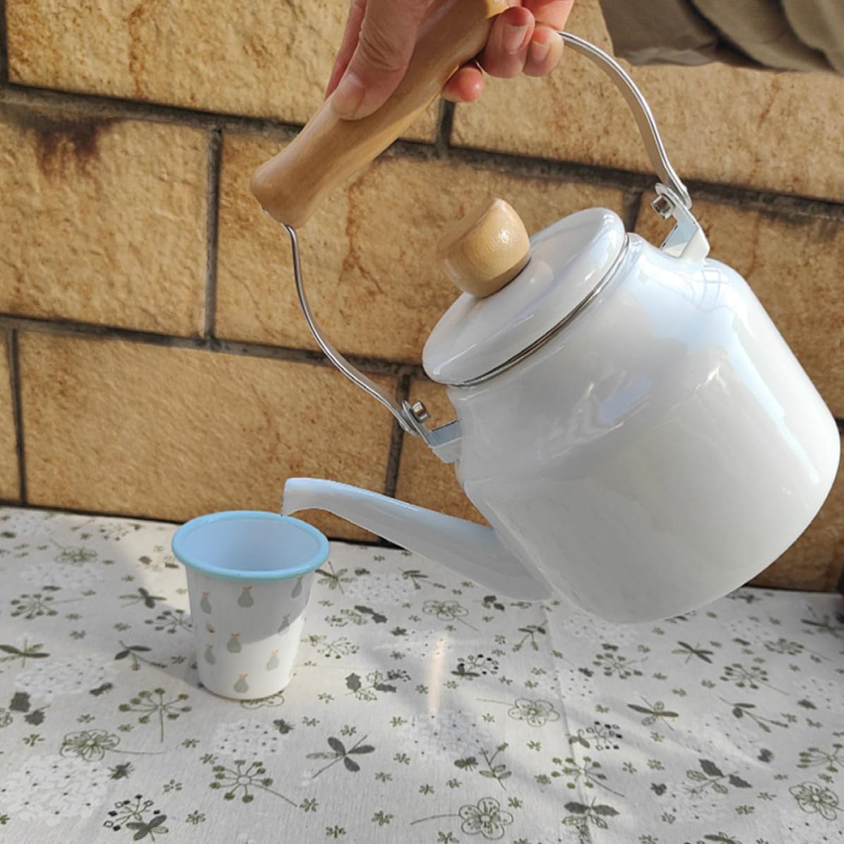 Bollitore Smaltato Fischiante da 2, 3 l Bianco per Casa e Negozio