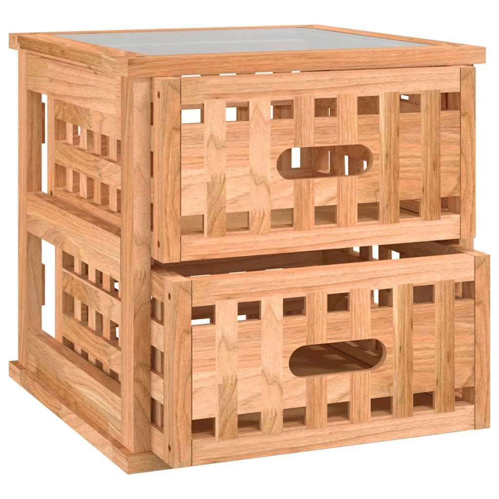 Lot de 2 tables de chevet en bois massif noyer 34 x 34 x 34 cm