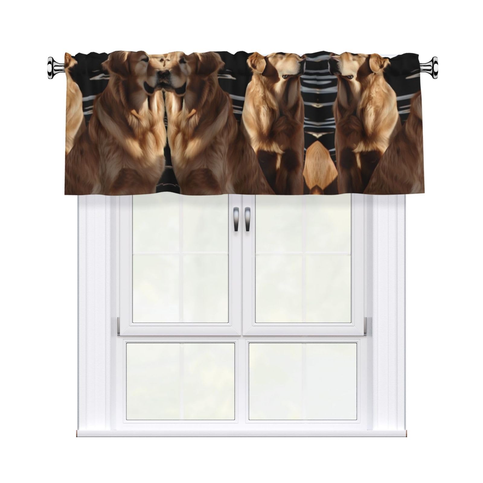 BTCOWZRV Golden Retrievers Curtain Valance for Windows,Kitchen Window Curtains Blackout Drapes Window Treatments Decorative Rod Pocket Short Curtain for Living Room Bedroom,54" W x 18" L