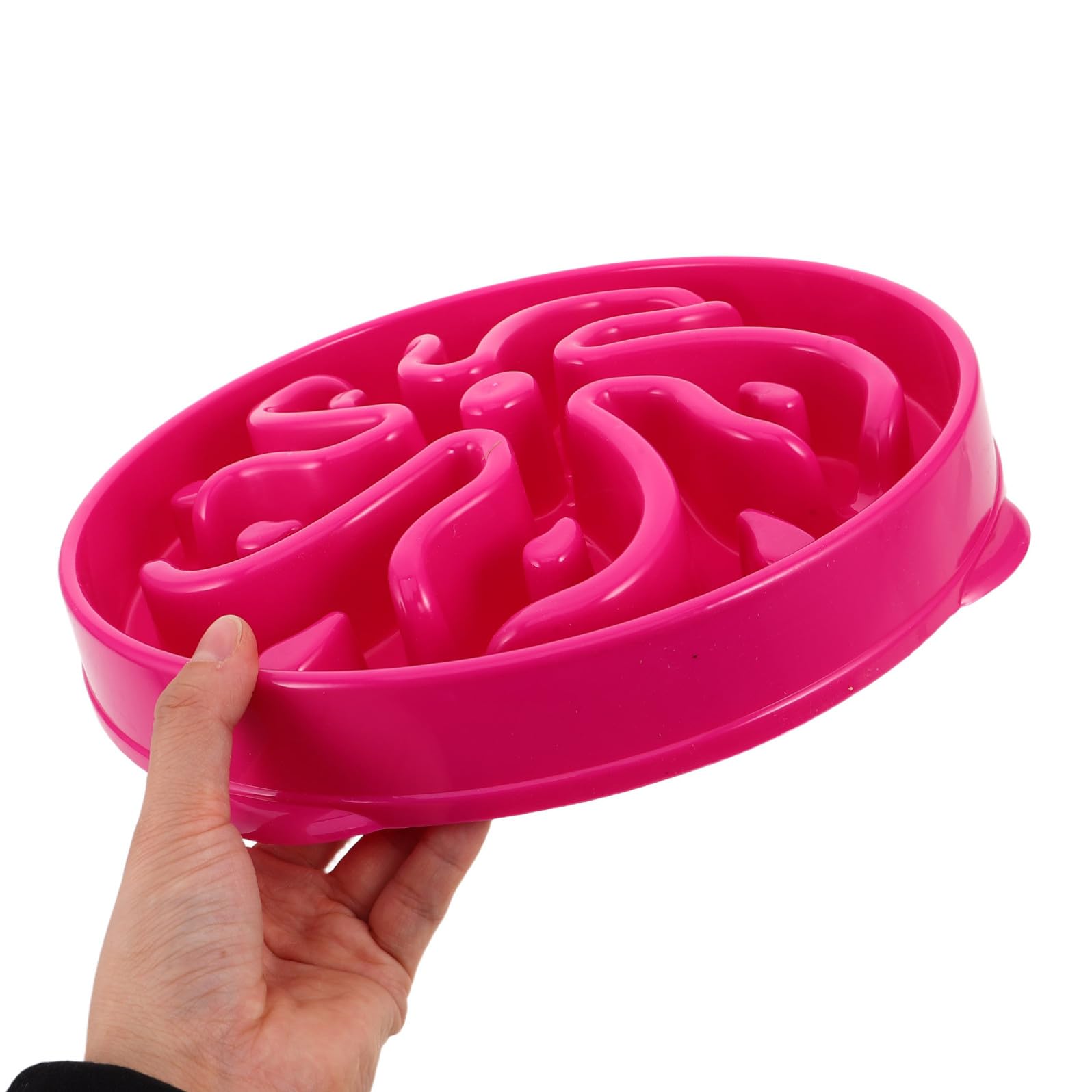 Comedero Lento para Perros y Gatos de Gran Capacidad, Cuenco Plástico Diseño Antiatragantamiento en Forma de Flor, Tazón Antipánico Rosa Fucsia para Alimentación Saludable y Lenta