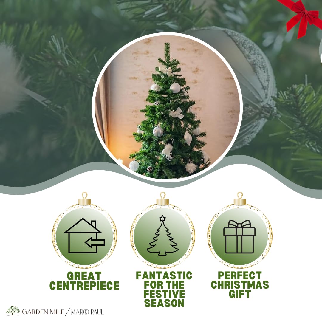 Marco Paul - Árbol de Navidad artificial de 180 cm, color verde abeto con 483 puntas, 6 pies, color verde de lujo, árbol de Navidad festivo para interiores con soporte de metal