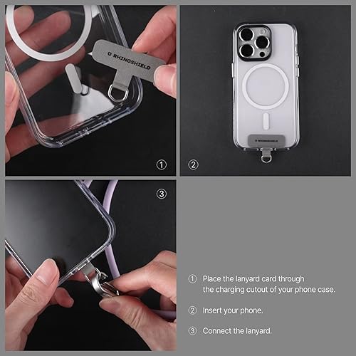 Miniatura 3 de RHINOSHIELD Tarjeta de cordón  Lengüeta universal para teléfono, conector de cordón, compatible con la mayoría de fundas de cubierta completa y