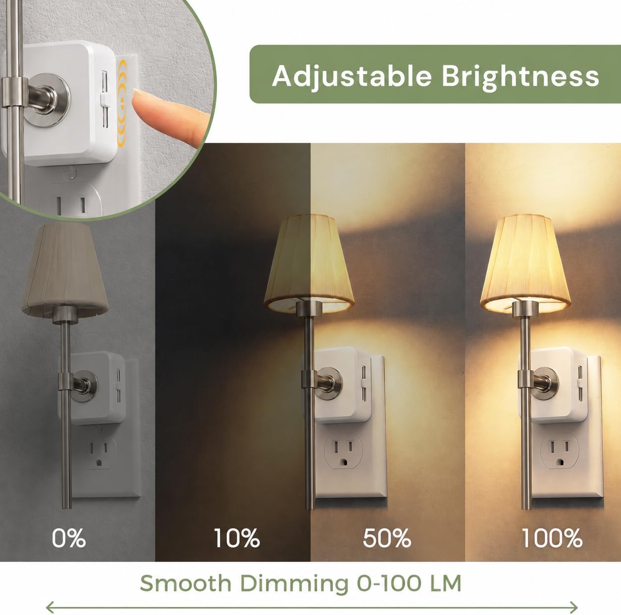  Night ights Pug into Wa, Peated Fabric Cover Night ight | Vintage Nightight With Dusk to Dawn Sensor, 0-100M Dimmabe, for Bedroom iving Room Haway thumbnail