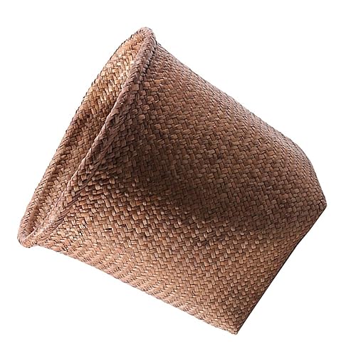 Ipetboom Cesta de basura tejida para almacenamiento de pajilla, canasta de basura para baño, papelera redonda para plantas, papelera de lápiz,