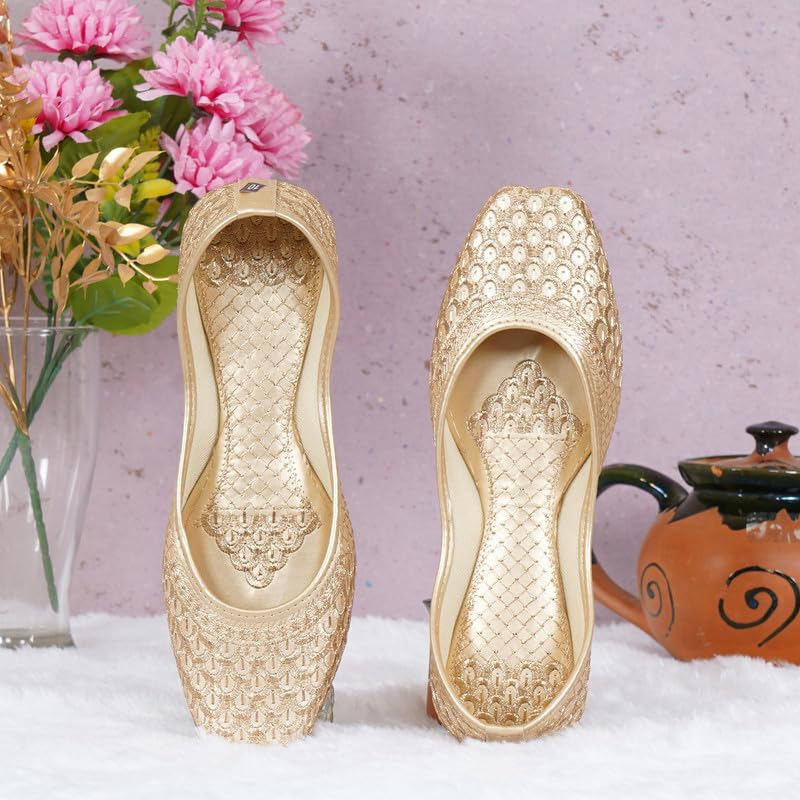 Image of DFR Women Juti | Embroidered Rajasthani Mojari Girls Shoe