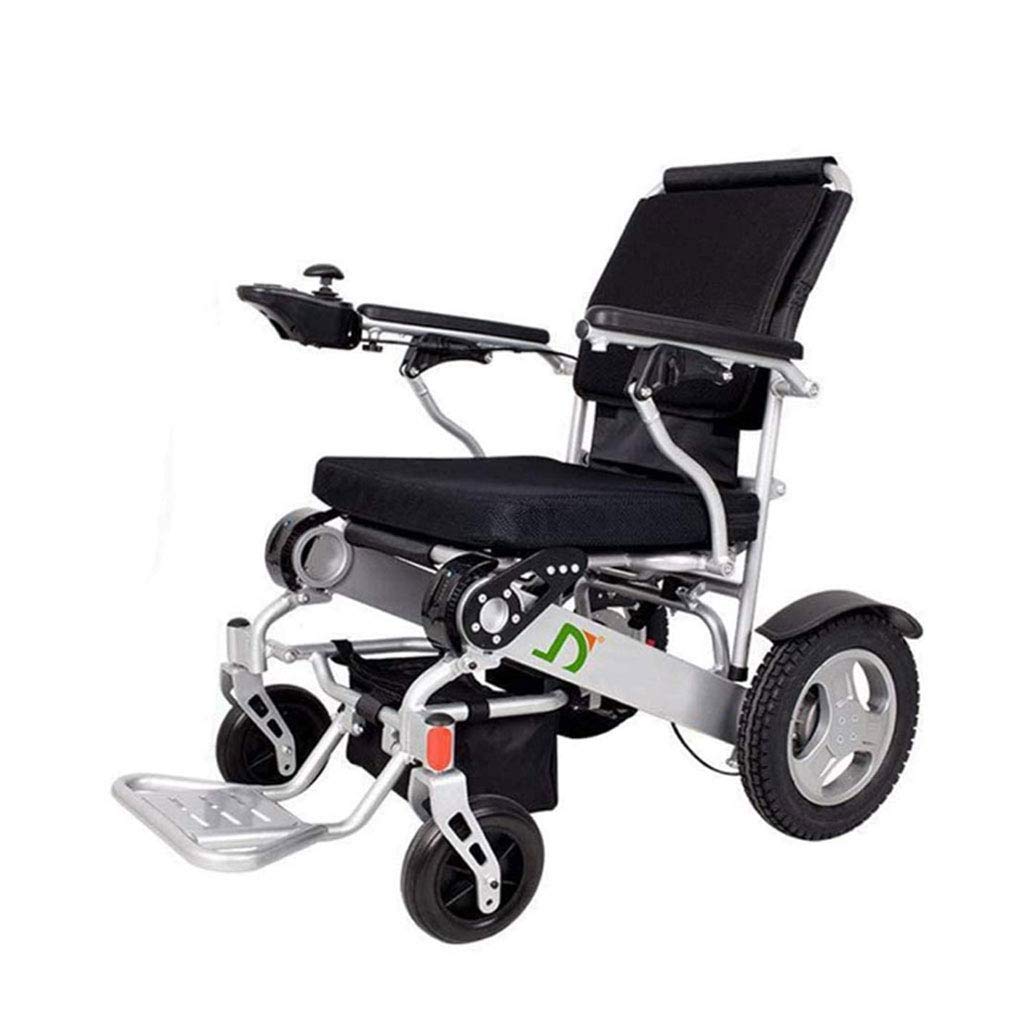 FikujapFolding Electric Wheelchair, Lightweight Power Compact Mobility Aid Wheel Chair, Dual Battery, Longest Driving Range Power Wheelchair