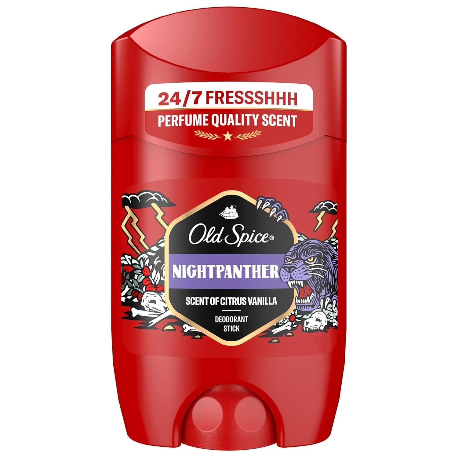 Old Spice Nightpanther Deostick für Männer 50 ml, 24/7 Frischhh bei täglicher Anwendung, Duft in Parfumqualität, Schutz vor Gerüchen, 0 Prozent Aluminiumsalze