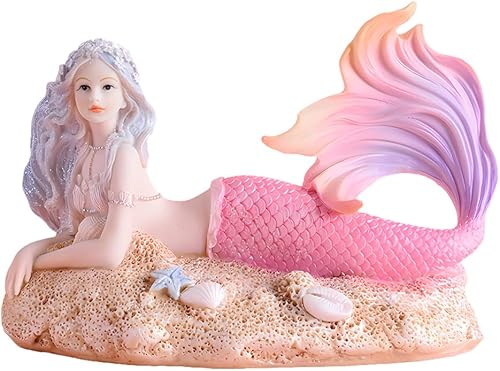 Miniatura 13 de Rayberro Estatuilla de sirena de resina de 4.72 pulgadas, escultura de sirena mediterránea, estatua de princesa mediterránea, adornos de escritorio