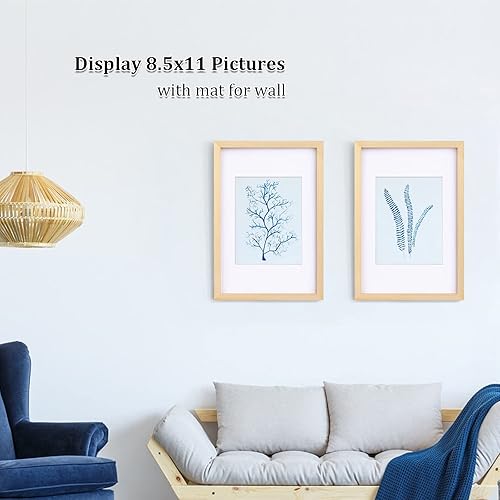 Miniatura 4 de Egofine Marco para póster de 16 x 20 pulgadas, marco de madera maciza con plexiglás mate para montaje en pared, marco vertical u horizontal, madera