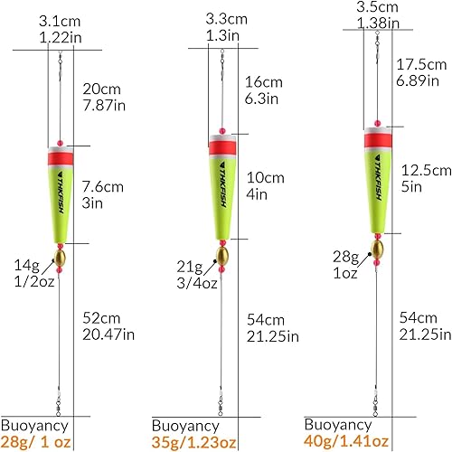 Miniatura 6 de THKFISH Bobbers - Flotadores de pesca con peso para pesca, aparejo de flotación de corcho, sonajero, corcho, flotadores de popping ponderados,