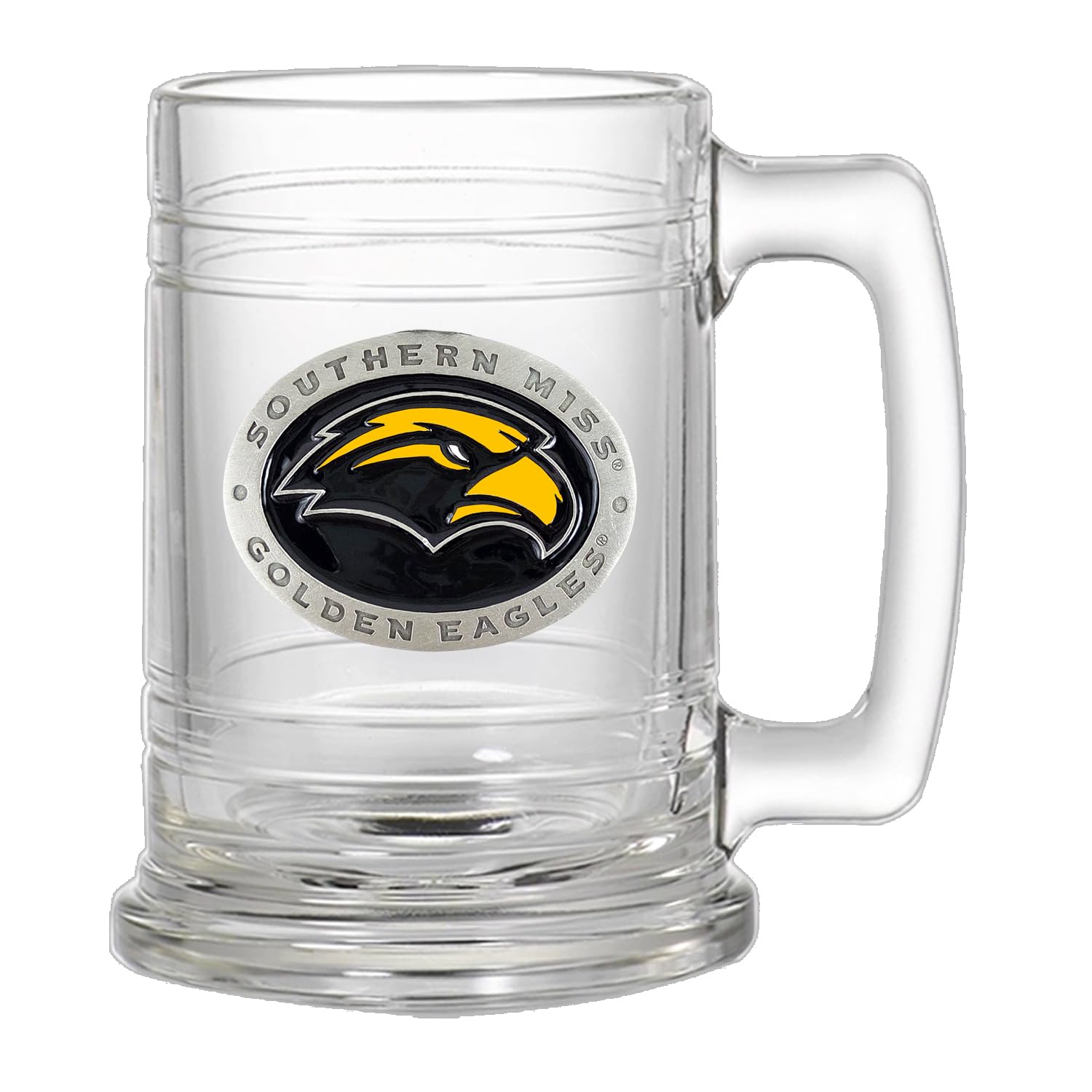 Heritage Pewter Southern Mississippi Stein Glass | 15 Ounce German-Style Glass | Intricately Crafted Metal Pewter Alma Mater Inlay
