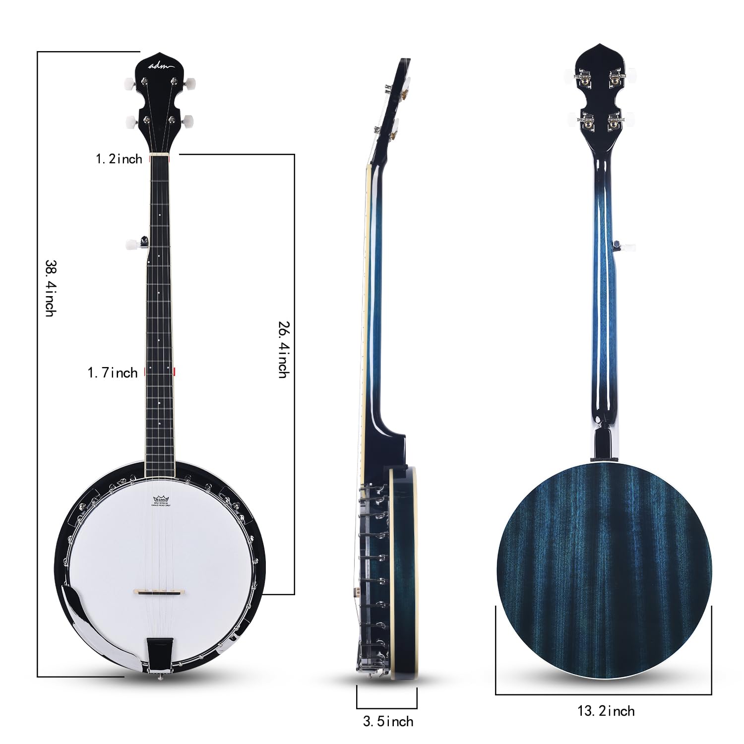 Amazon.com: ADM Banjo 5 String Full Size Banjoes Set, 38 Inch