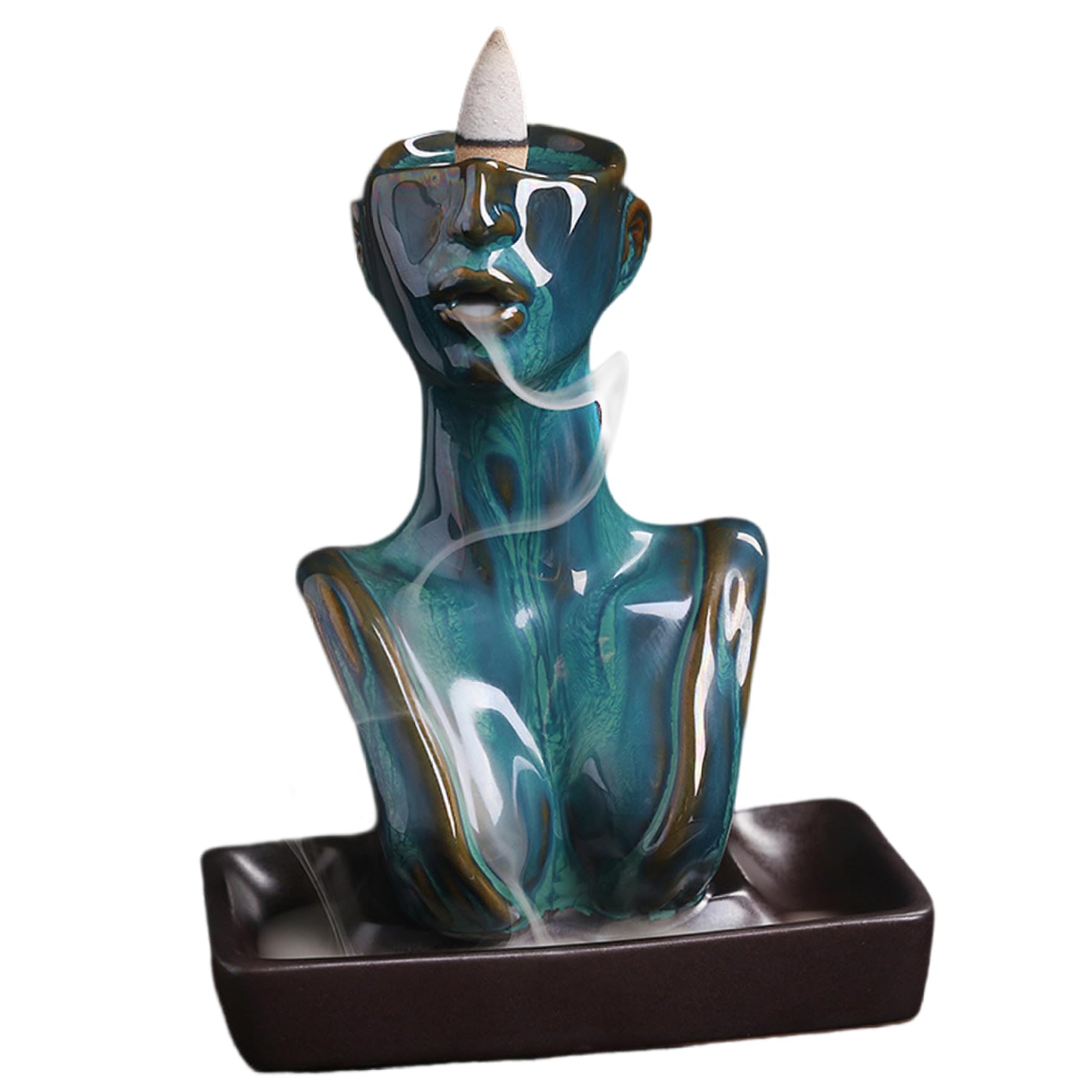 Brûleur d'encens à reflux en céramique avec statue de beauté pour décoration maison