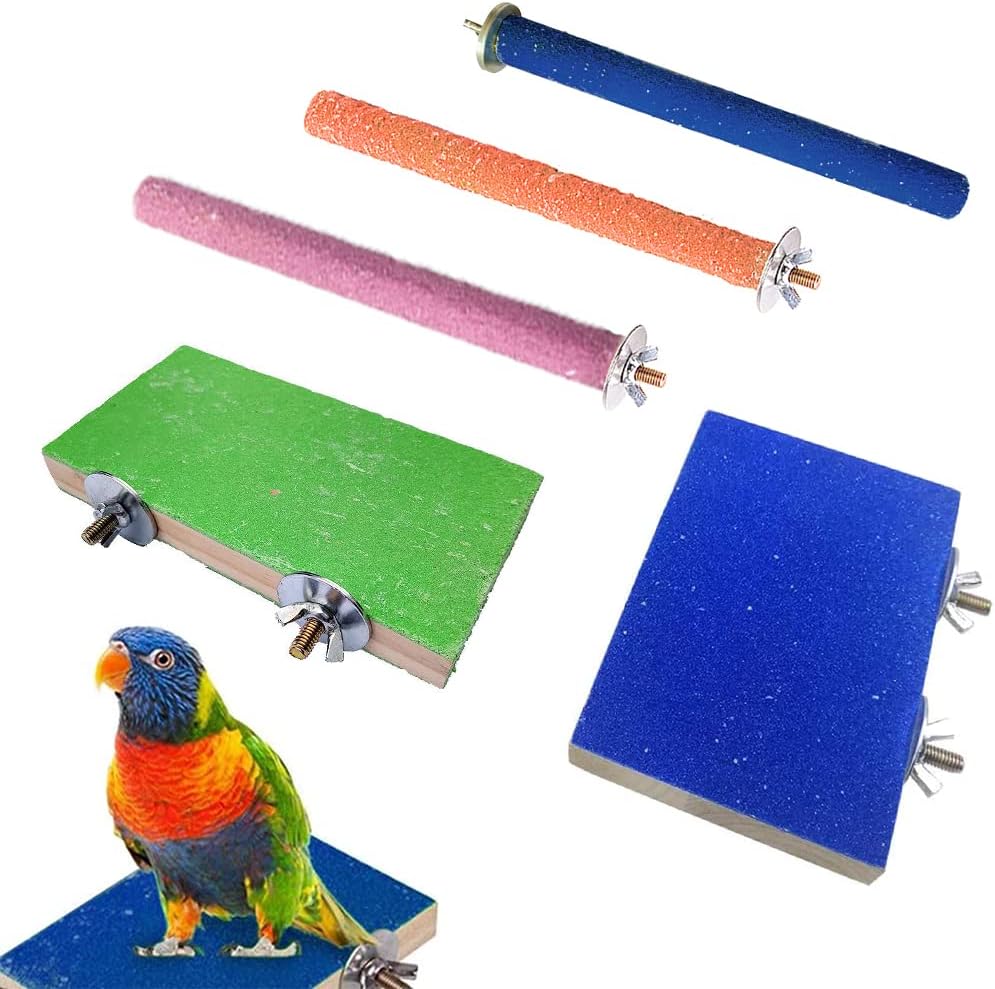 TEKCAM 5Pcs Bird Perches Stand Platforms Toy Wooden Perches for Cockatiel Cage Playground Claw