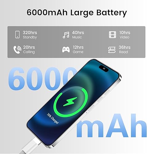 Miniatura 6 de SANSHREUNI Teléfono celular desbloqueado A14 Pro Max, 6 GB+256 GB Android 13 teléfonos desbloqueados, pantalla FHD+ de 6.82 pulgadas, teléfono
