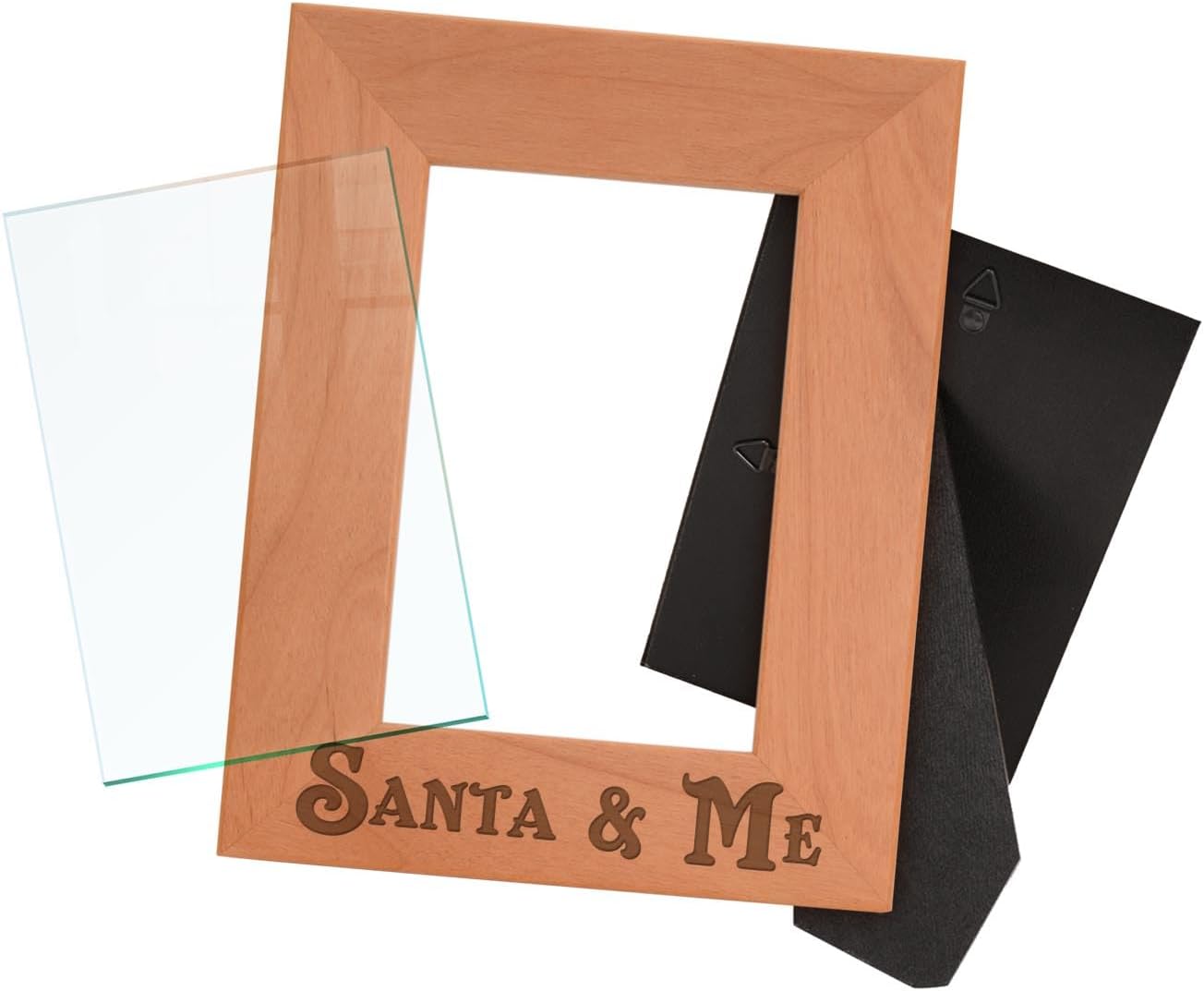 ThisWear Santa Frame Santa and Me My First Christmas Memories Natural Wood Engraved 4x6 Portrait Picture Frame Wood