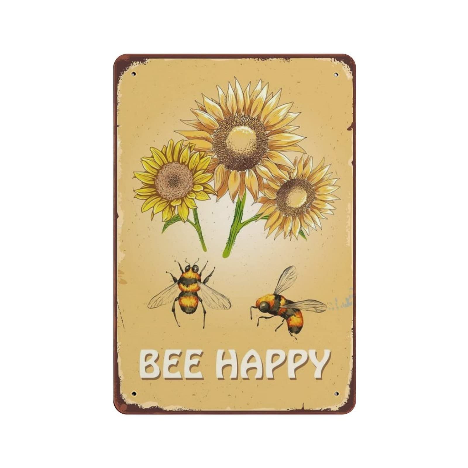 AOOEDM Sunflower And Bee Metal Tin Signs for Man Cave Funny Art Wall Plaque Kitchen Bar Sign Coffee Shop Garage Wall Decor Hanging Decor