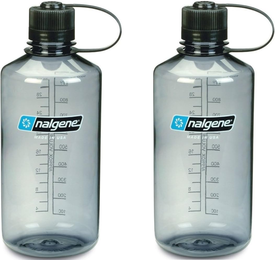 Amazon Com Nalgene Tritan 1 Quart Narrow Mouth Bpa Free Water Bottle Grey 2 Count Sports Outdoors