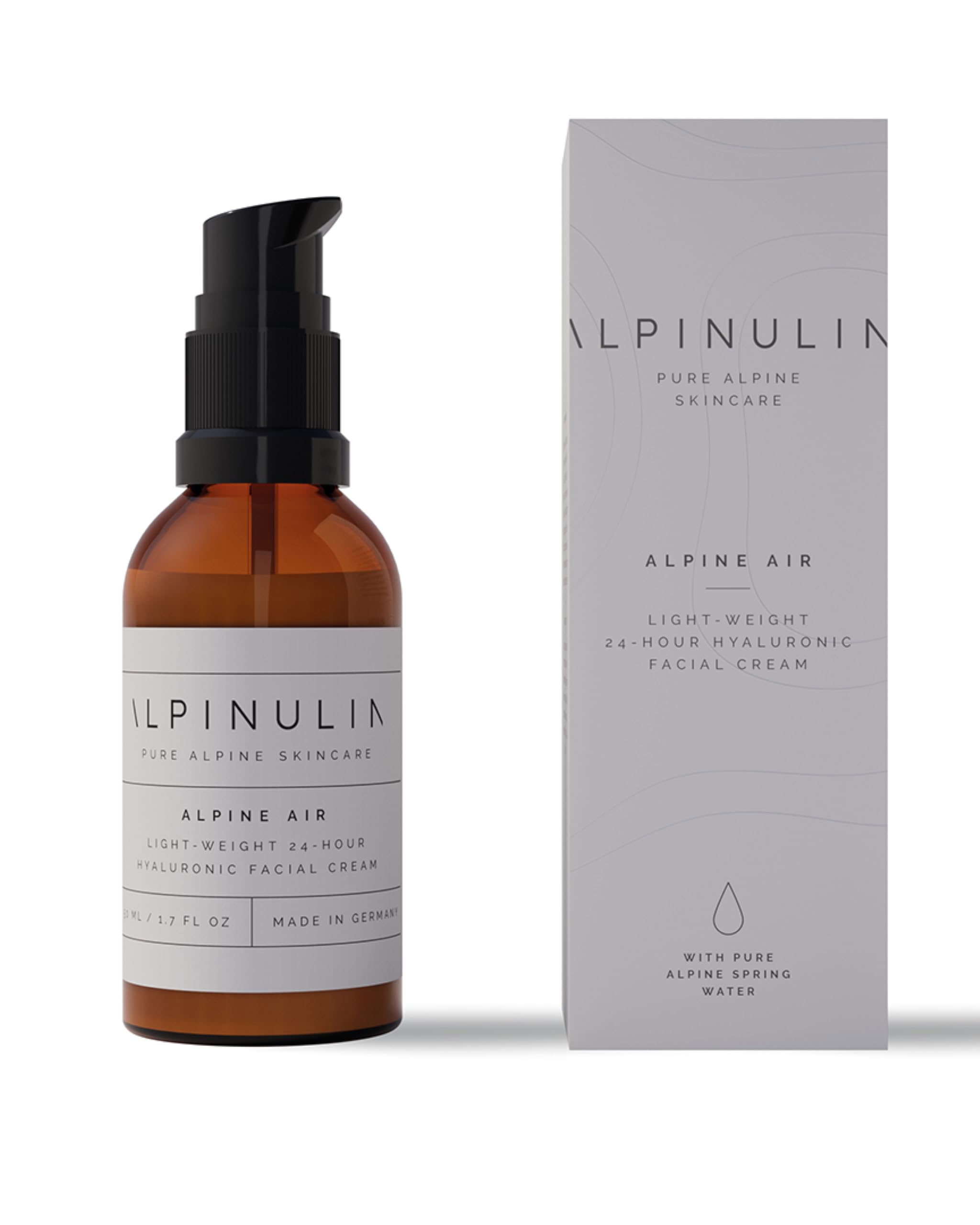 ALPINULIN ALPINE AIR Gesichtscreme 50ml Vegan - Natürliche Gesichtspflege gegen trockene Haut, Schnell einziehend, Alpiner Wirkstoff-Komplex mit Edelweiß-Extrakt