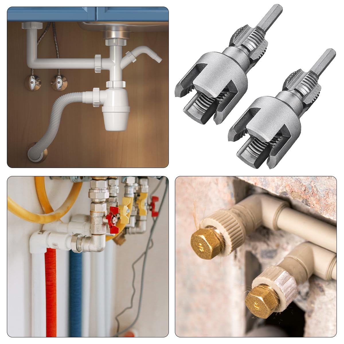 Filettatore per Tubi PVC/PPR 2 Pezzi 2 in 1 Kit Utensile Integrato Filettatura Interna Esterna 1/2" 3/4" Trapano Elettrico