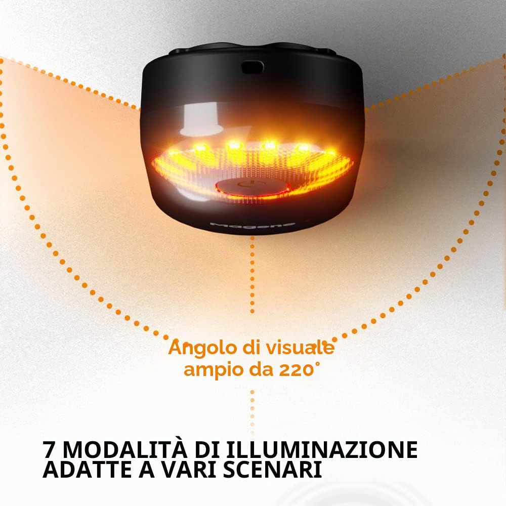 Magene L508 Fanale posteriore radar per bici, 5 modalità di illuminazione, fanale posteriore per bici ricaricabile TYPE-C, per ciclismo MTB, bicicletta, lunga durata della batteria