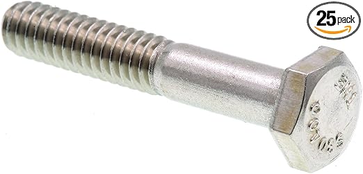 Prime-Line 9058384 Hex Bolts, 1/4 In.-20 X 1-1/2 In., Grade 304 Stainless Steel (25 Pack)