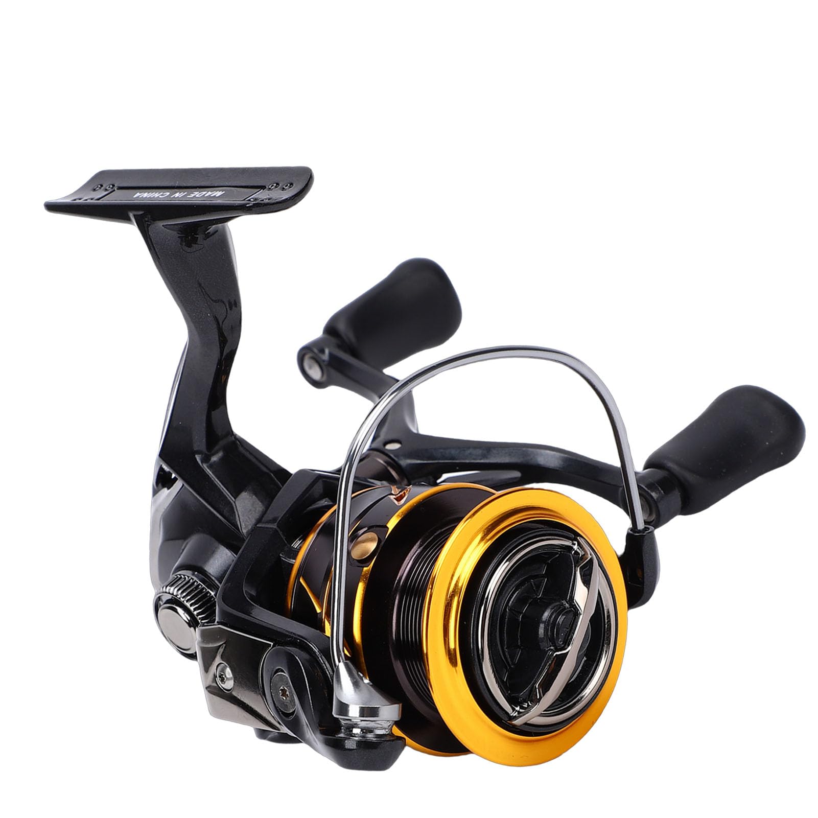Asixxsix Carrete de Pesca Giratorio, relación de Engranajes 5.2:1, Brazo