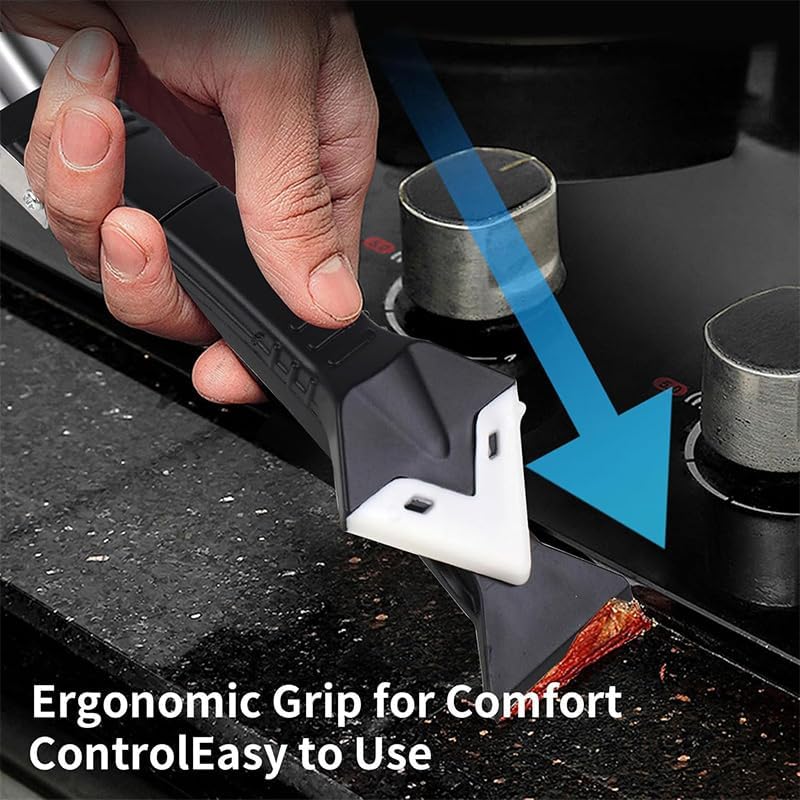 5 in 1 Silicone Caulking Tools（Stainless Steelhead）, Sealant Finishing Tool Grout Scraper, Reuse and Replace 5 Silicone Pads, Great Tools for Kitchen Bathroom Window, Sink Joint