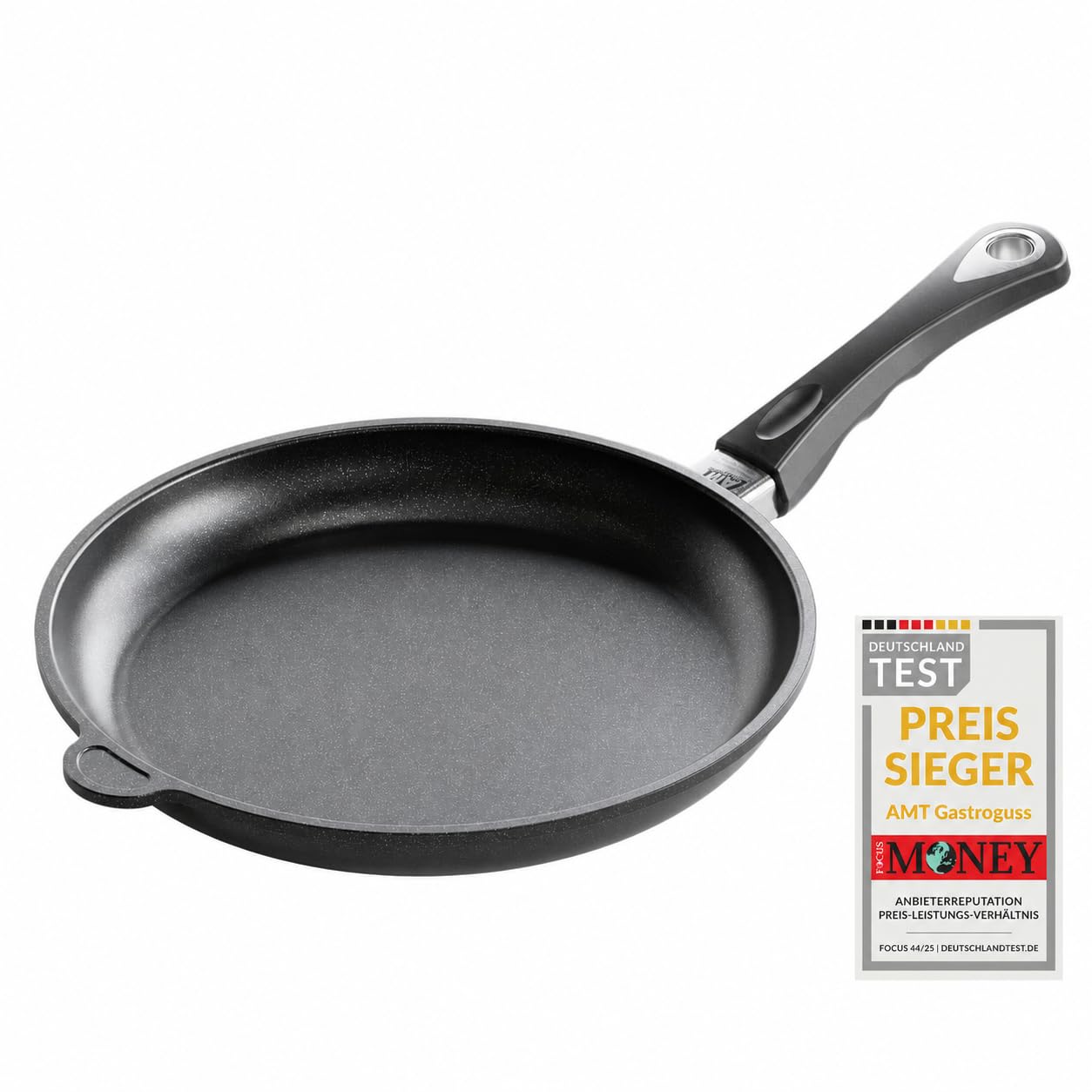 AMT Gastroguss Bratpfanne 28 cm Ø Schwenkpfanne 4 cm hoch, fester Stiel, nicht induktionsgeeignet, Lotan® Antihaft-Veredelung, Gusspfanne (Aluguss), AMZN-428