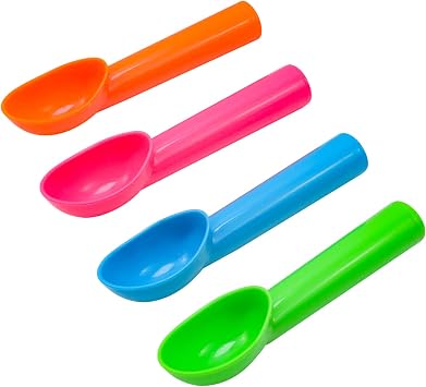 MY MIRONEY 4-Pack Plastic Ice Cream Scoop | Nonstick Anti-Freeze Ice Cream Spade - Blue/Green/Orange/Rose Red