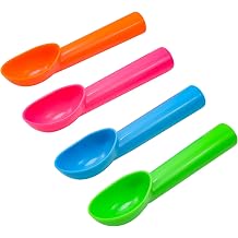 MY MIRONEY 4-Pack Plastic Ice Cream Scoop Nonstick Anti-Freeze Ice Cream Spade - Blue/Green/Orange/Rose Red