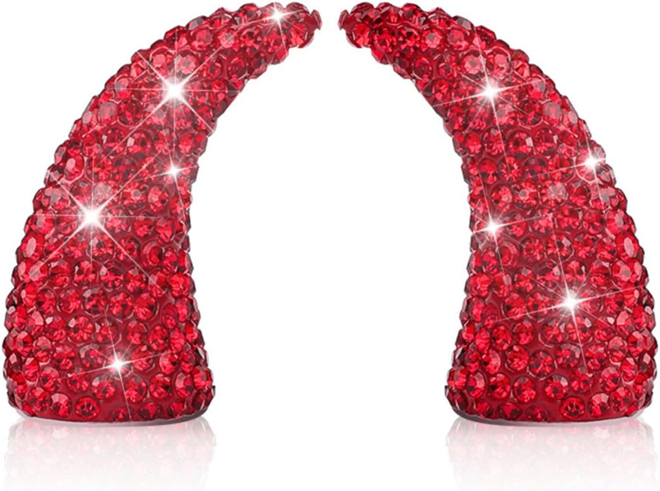 Bling Devil Bull Horn Car Diamond Sparkly Decoration Stickers for Car Dashboard Cute Accessories Rhinestone Stickers Diamond Interior Decorations (red)