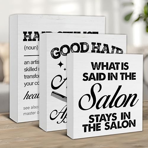 Miniatura 3 de 3 letreros de madera para peluquería, decoración de madera para peluquería, bandeja escalonada, escritorio, mesa, estante