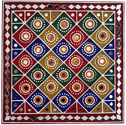 Chitra artworks Mud Mirror Wall Art Painting for Home Decoration | Traditional Handcrafted Indian Mud Art | Ethnic Wall Ha...