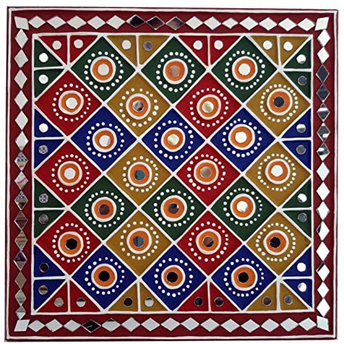 Chitra artworks Mud Mirror Wall Art Painting for Home Decoration | Traditional Handcrafted Indian Mud Art | Ethnic Wall Ha...