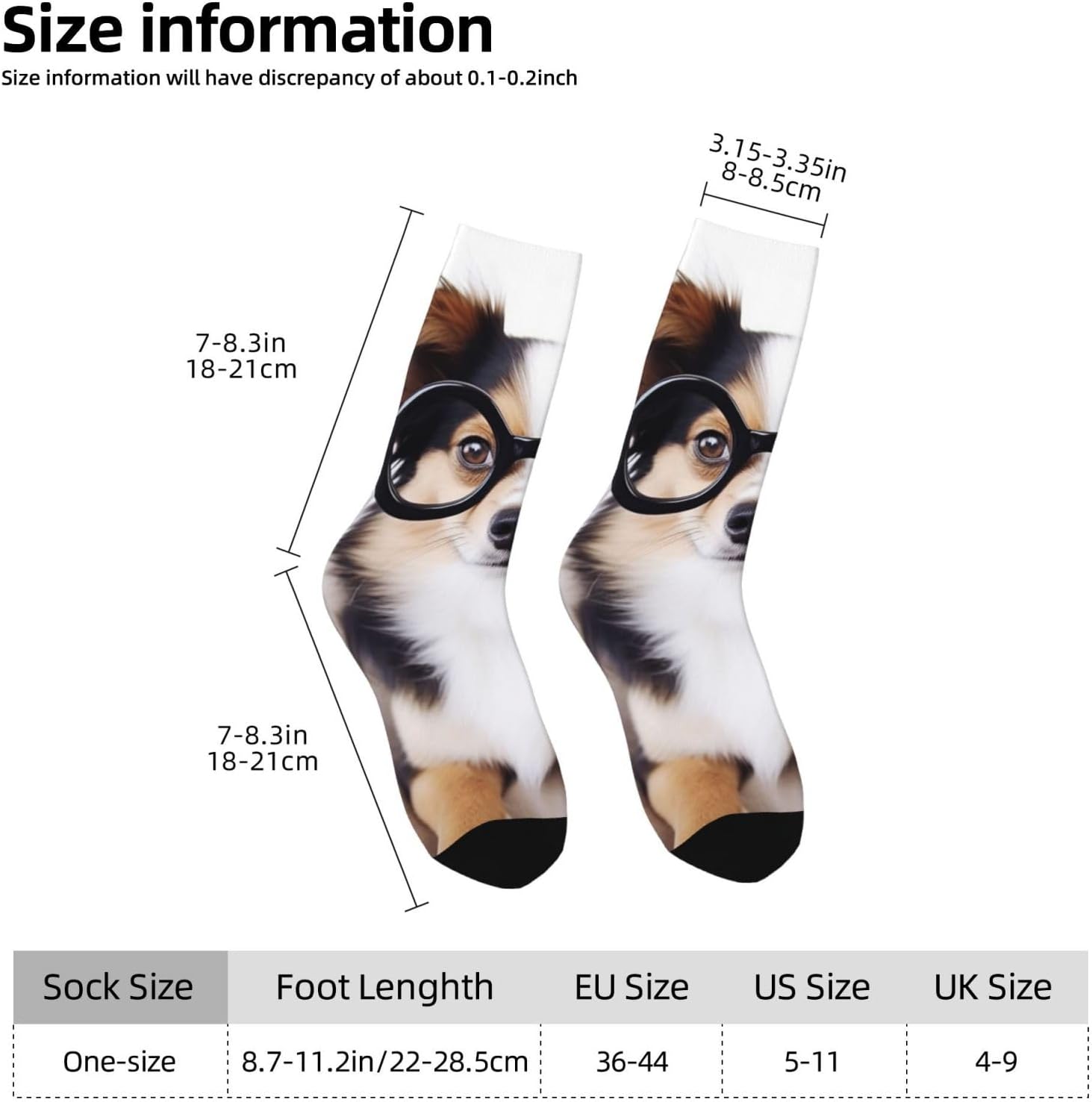 Cute Dog with Glasses Crew Socks for Men Women Moisture Wicking Cushion Athletic Sock Casual Novelty Socks Gift
