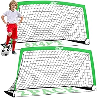 Kunup Kids Soccer Goals for Backyard Set of 2 Portable Soccer Nets for Backyard Folding Soccer Goals Practice Nets with Carrying Bag for Outdoor Indoor (6x4FT, Green)