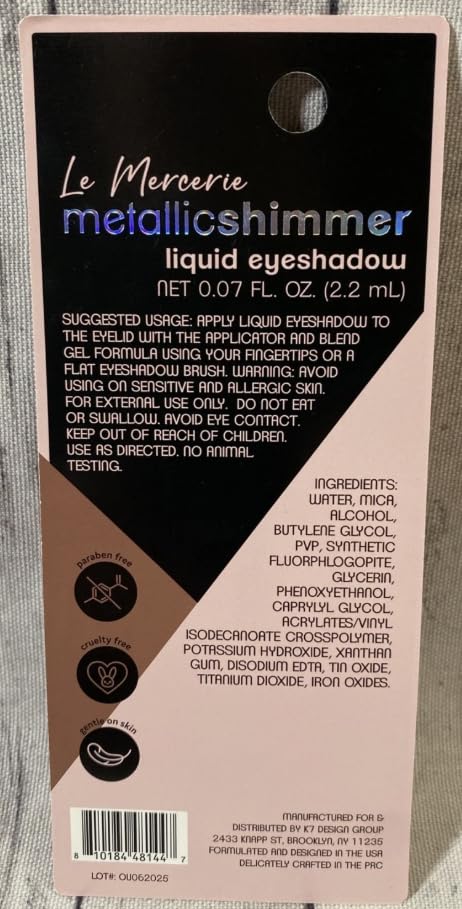 Metallic Shimmer Liquid Eyeshadow, Cream-to-Powder Formula, Quick-Drying Gel Base, 0.07 Fl Oz image 2