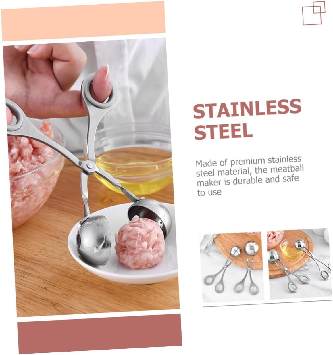 Alipis 6pcs Stainless Steel Meatball Maker Tool Meat Baller for Fish Shrimp and Rice Kitchen Gadget for Uniform Meatballs Easy to Clean