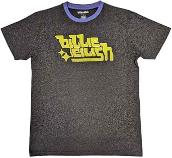 Mens Billie Eilish Neon Green Logo T-Shirt Small Charcoal Grey
