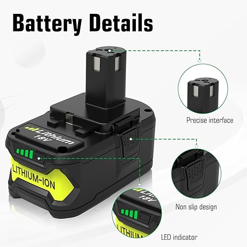 Miniatura 3 de Paquete de 2 baterías de repuesto de 8000 mAh para batería Ryobi de 18 V, compatible con batería de iones de litio Ryobi de 18 voltios P108 P107