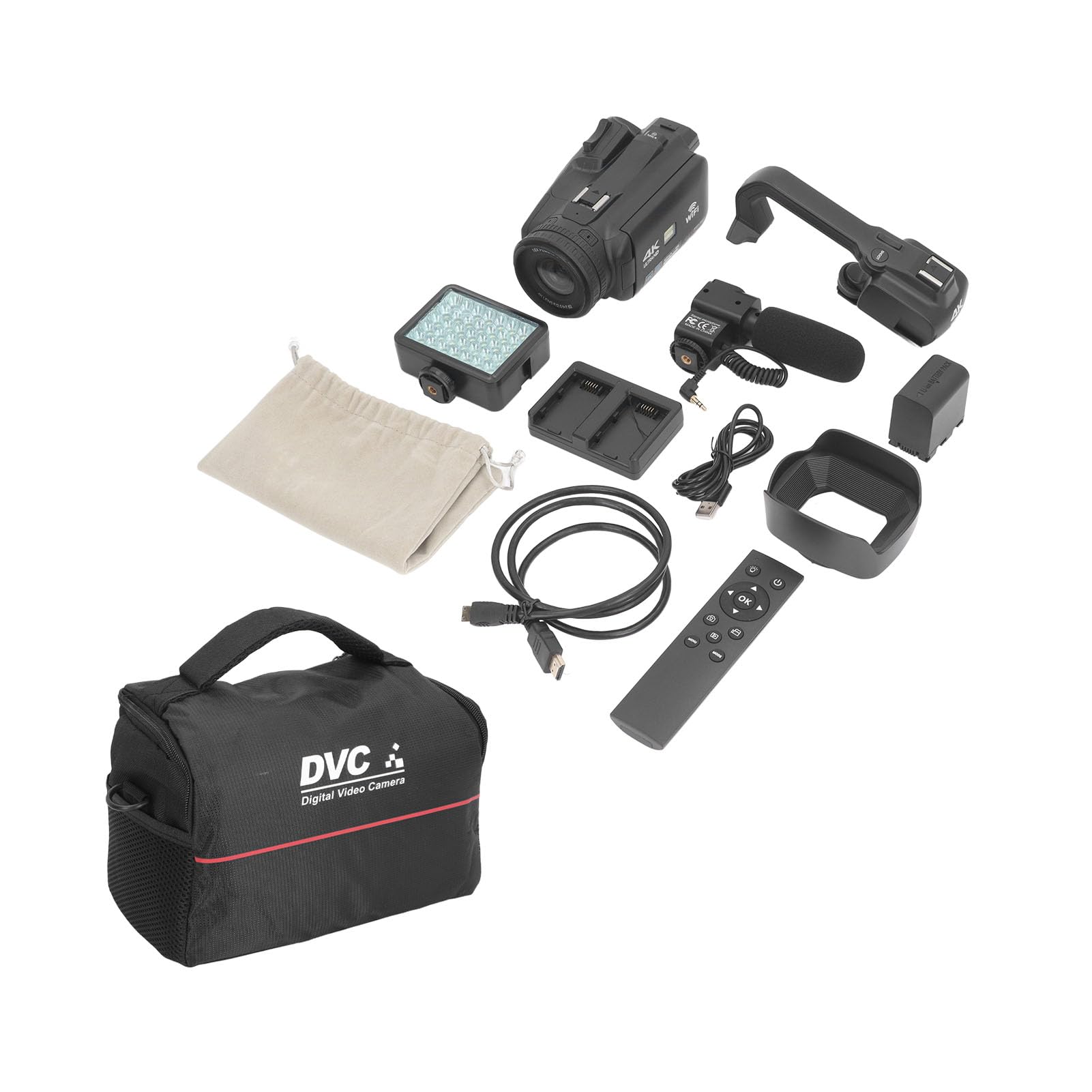 Videocámara Digital 4K UHD de 64MP, Zoom 18x, Visión Nocturna, Soporte para Dispositivos Externos, WiFi y Control Remoto 2.4G, Portátil y Versátil