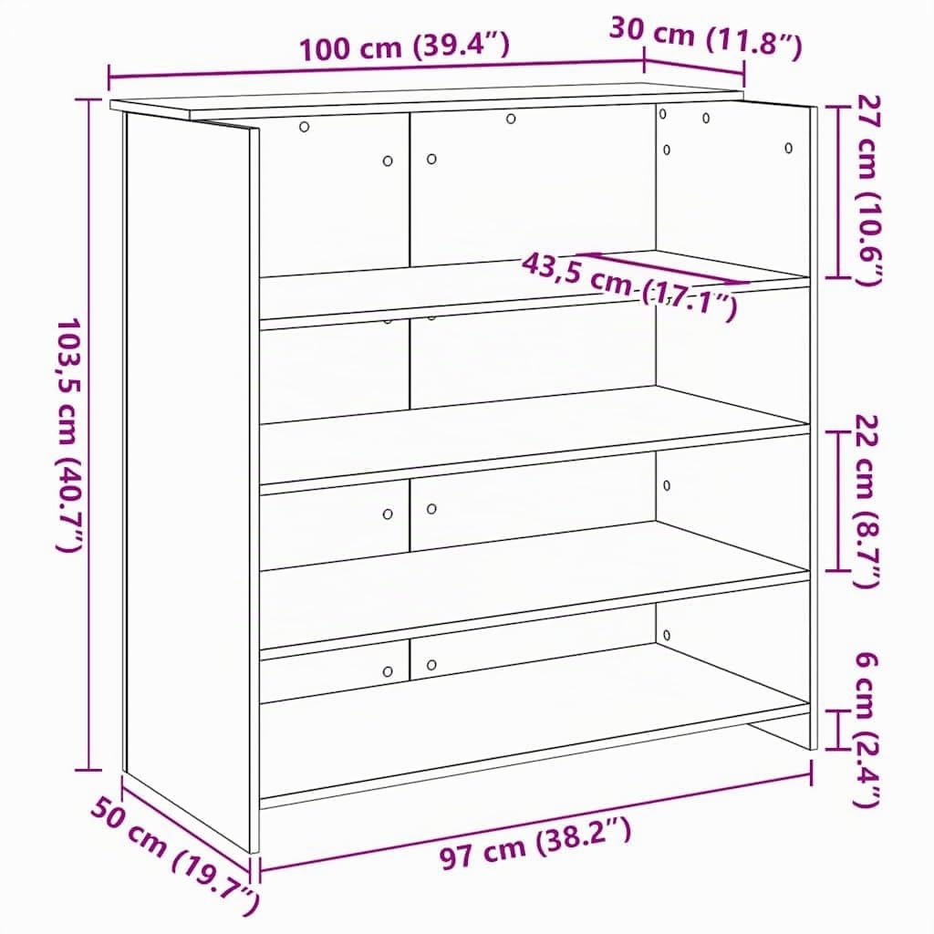 vidaXL Banco Reception Grigio Sonoma 100x50x103,5 cm Legno Multistrato Ufficio