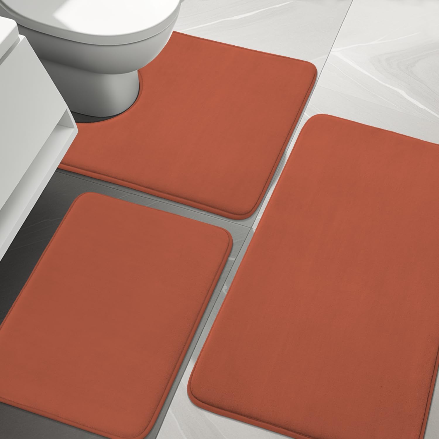 YIHOUSE Bathroom Rug Sets 3 Piece, Memory Foam Bath Mat, Non Slip Super Absorbent Soft Bathroom Mats, Machine Washable Bathroom Floor Mats Sets for Sink,Tub, Shower and Toilet,Autumn Glaze