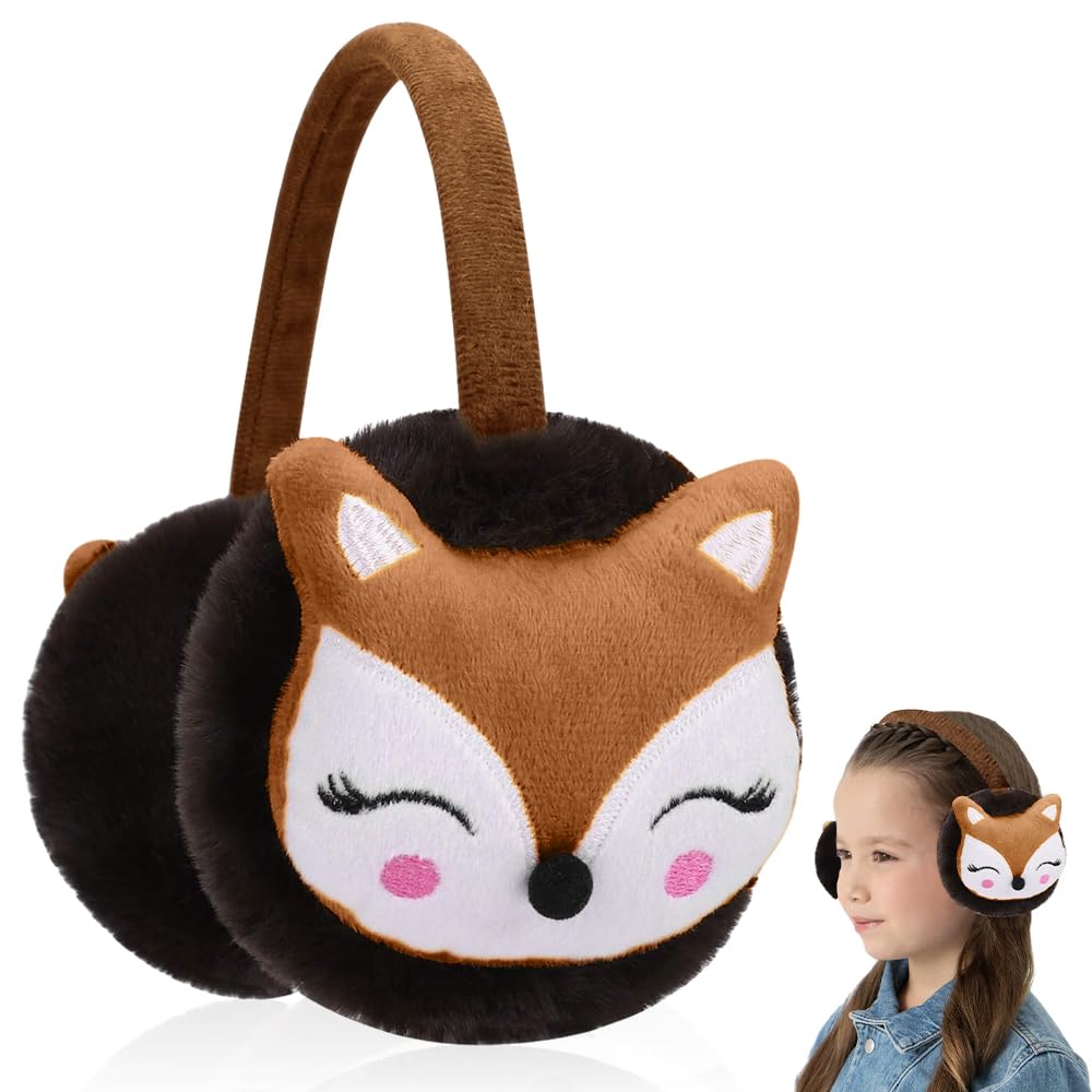 Winter Ohrenwärmer, Plüsch Ohrenschützer Kinder Niedlichem Fuchs-Motiv Plüsch Earmuffs Winddicht Warm Winter Ohrenschützer Mädchen Jungen Geeignet für Tägliche Tragen, Outdoor Skilaufen