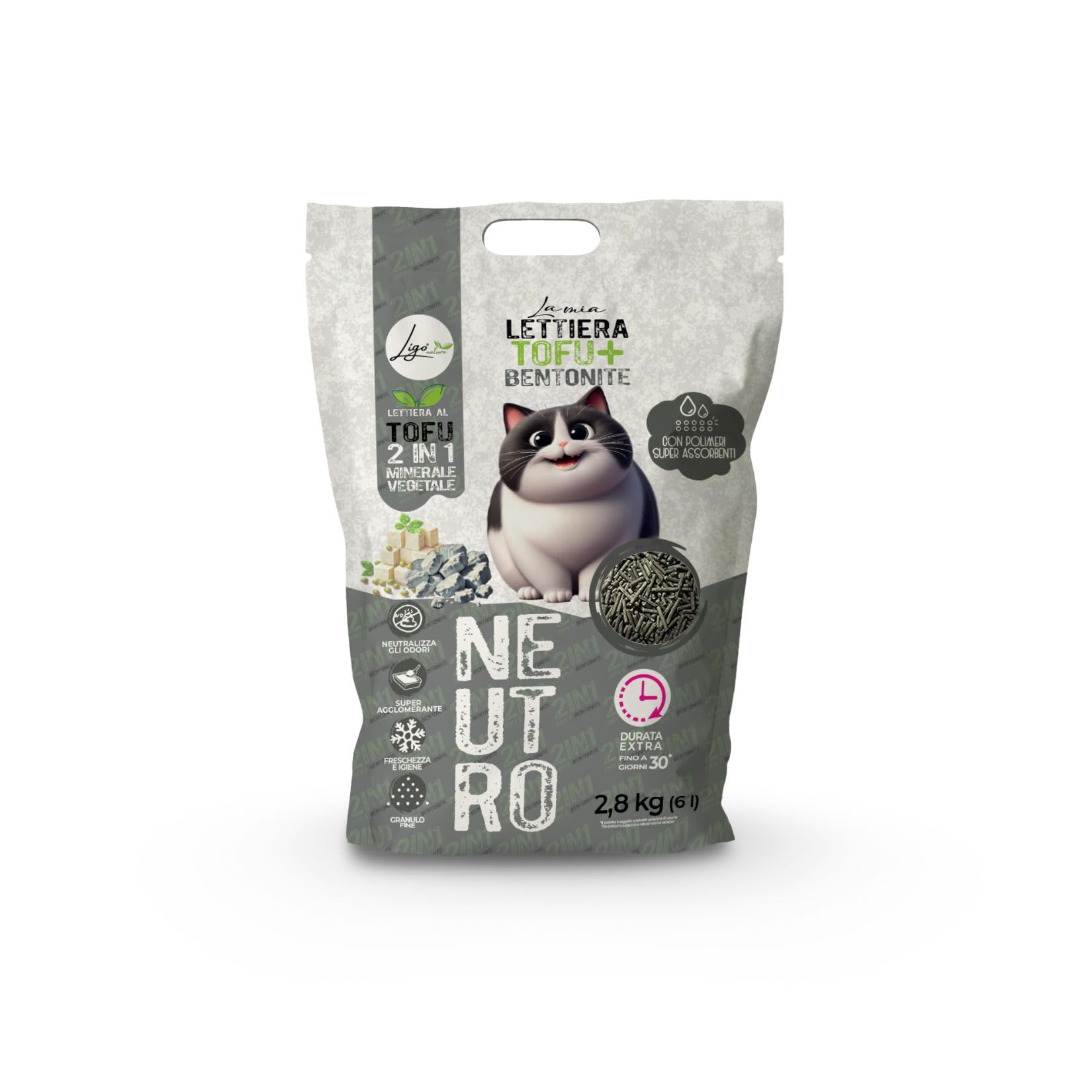 Ligo Nature La mia lettiera Minerale e vegetale 2 in 1 (Tofu + Bentonite) 6l