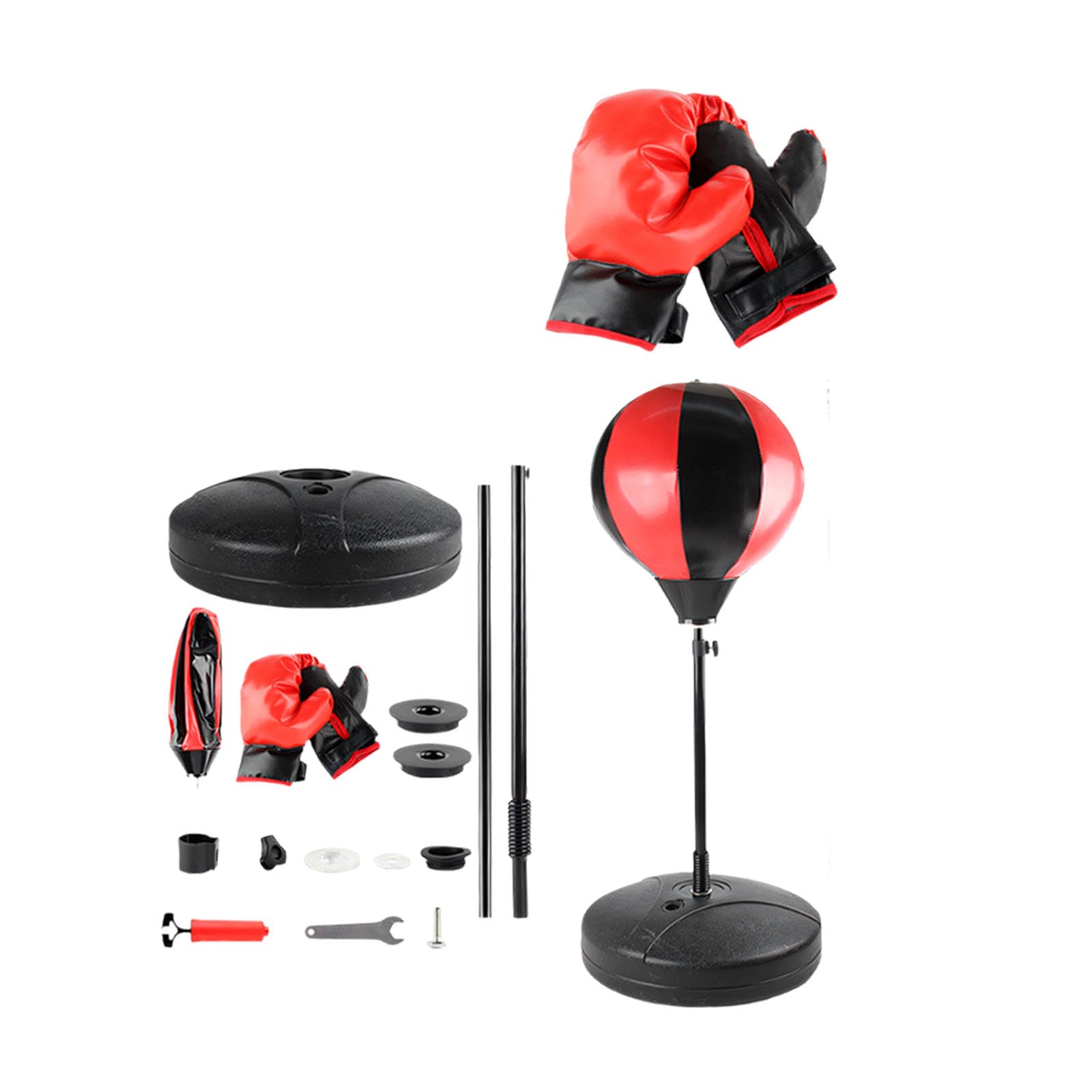 Set di palle da boxe ad altezza variabile con molla di ritorno e base resistente per allenamento fitness a casa per allenamento di coordinazione occhio-mano