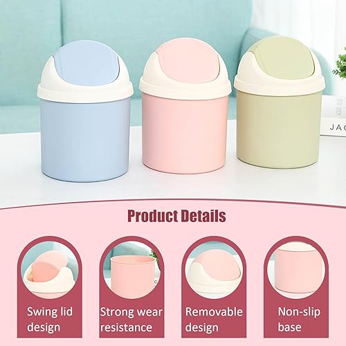 Miniatura 3 de 2 botes de basura de escritorio con tapa abatible y 120 bolsas de basura, mini bote de basura para escritorio, pequeño cubo de basura para encimera,