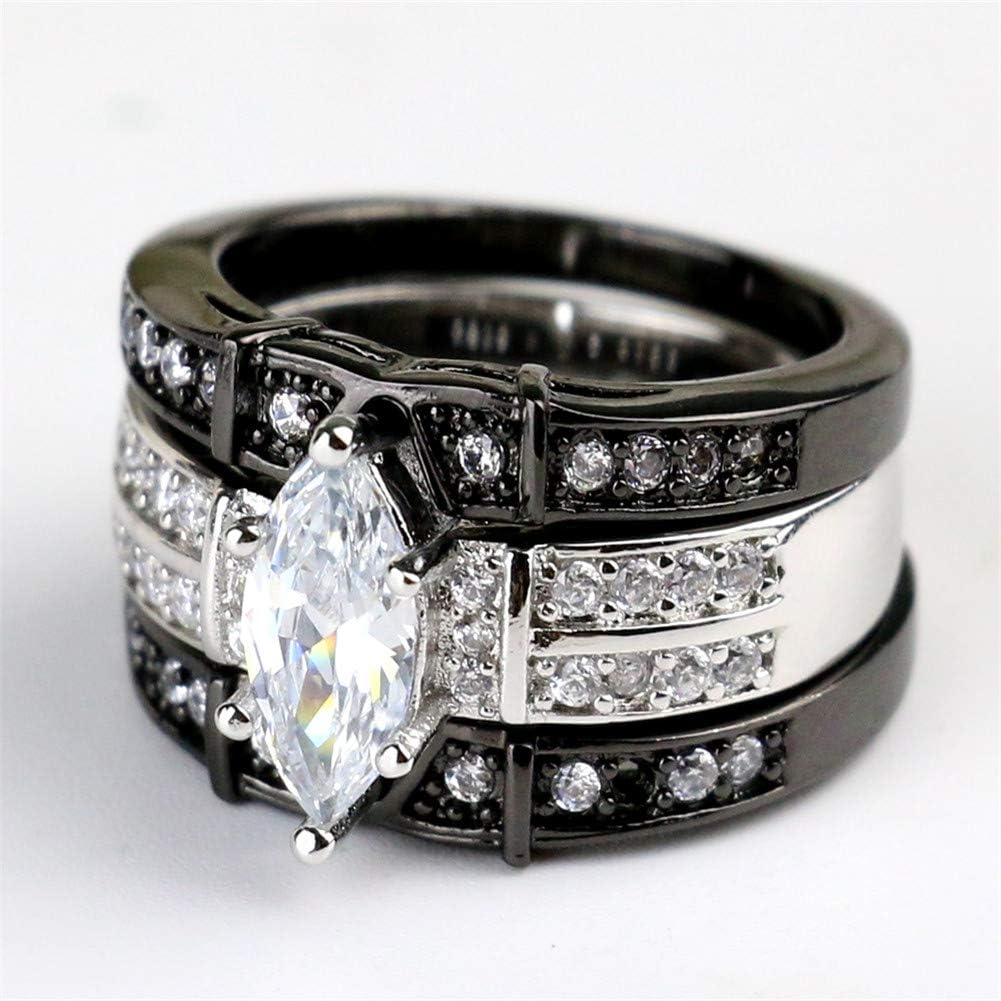 His Hers Wedding Ring Sets Couples Matching Rings Women's 10k Black Gold Filled White CZ Wedding Engagement Ring Bridal Sets & Men's Titanium Wedding Band