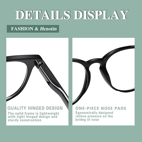 Miniatura 6 de Henotin Paquete de 6 lentes de lectura para mujeres y hombres, bloqueo de luz azul, elegantes lectores de computadora con funda de cuero